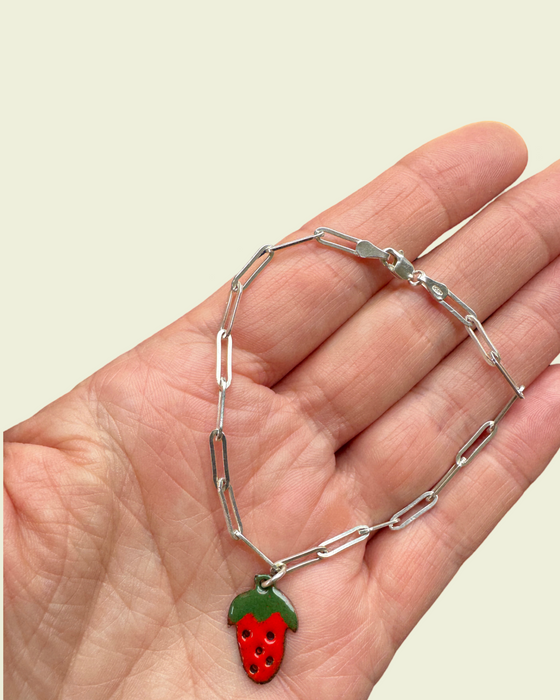 Colourful Strawberry charm bracelet - Ready to ship