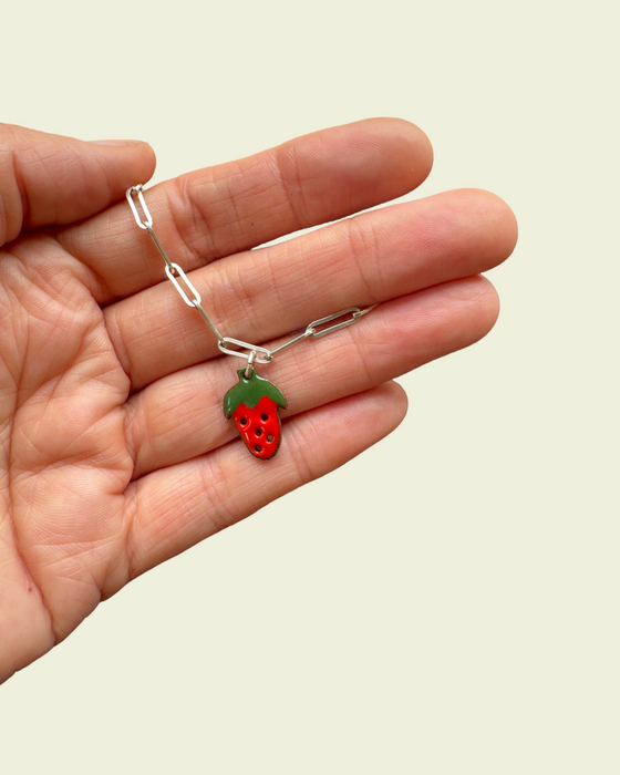 Colourful Strawberry charm bracelet - Ready to ship