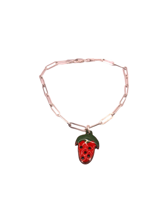 Colourful Strawberry charm bracelet - Ready to ship